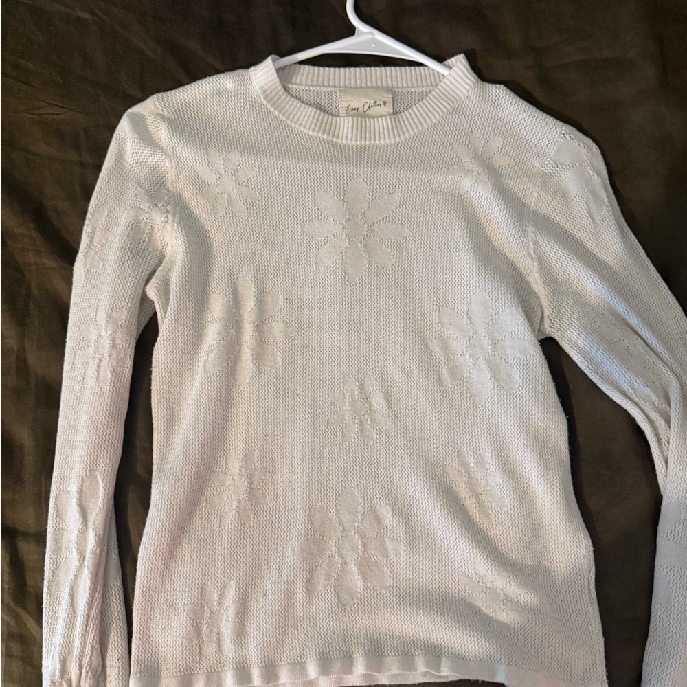 White Long Sleeve Knit Top